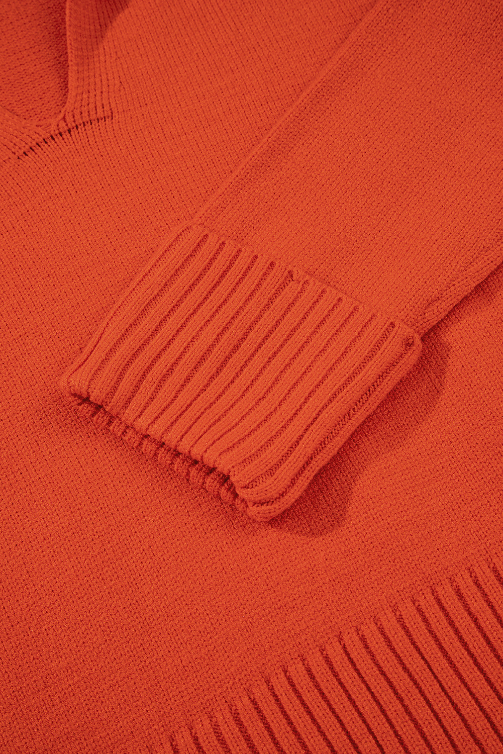 Flamingo Collared V Neck Ribbed Edge Sexy Elegant Sweater