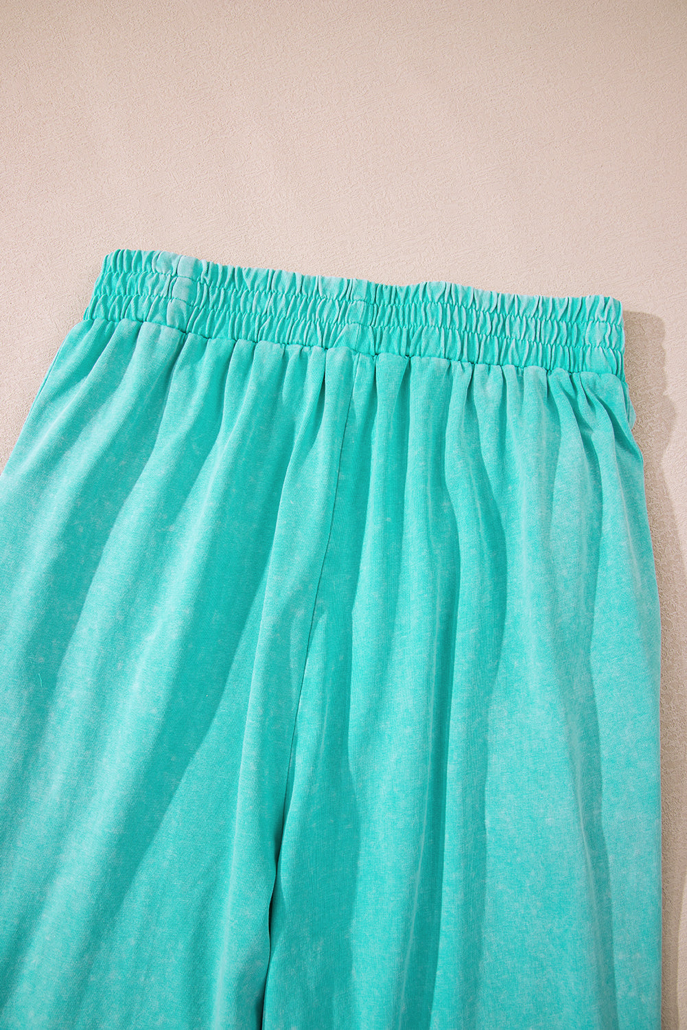 Mint Green Acid Wash Star Patched Rolled Trim Pants Set