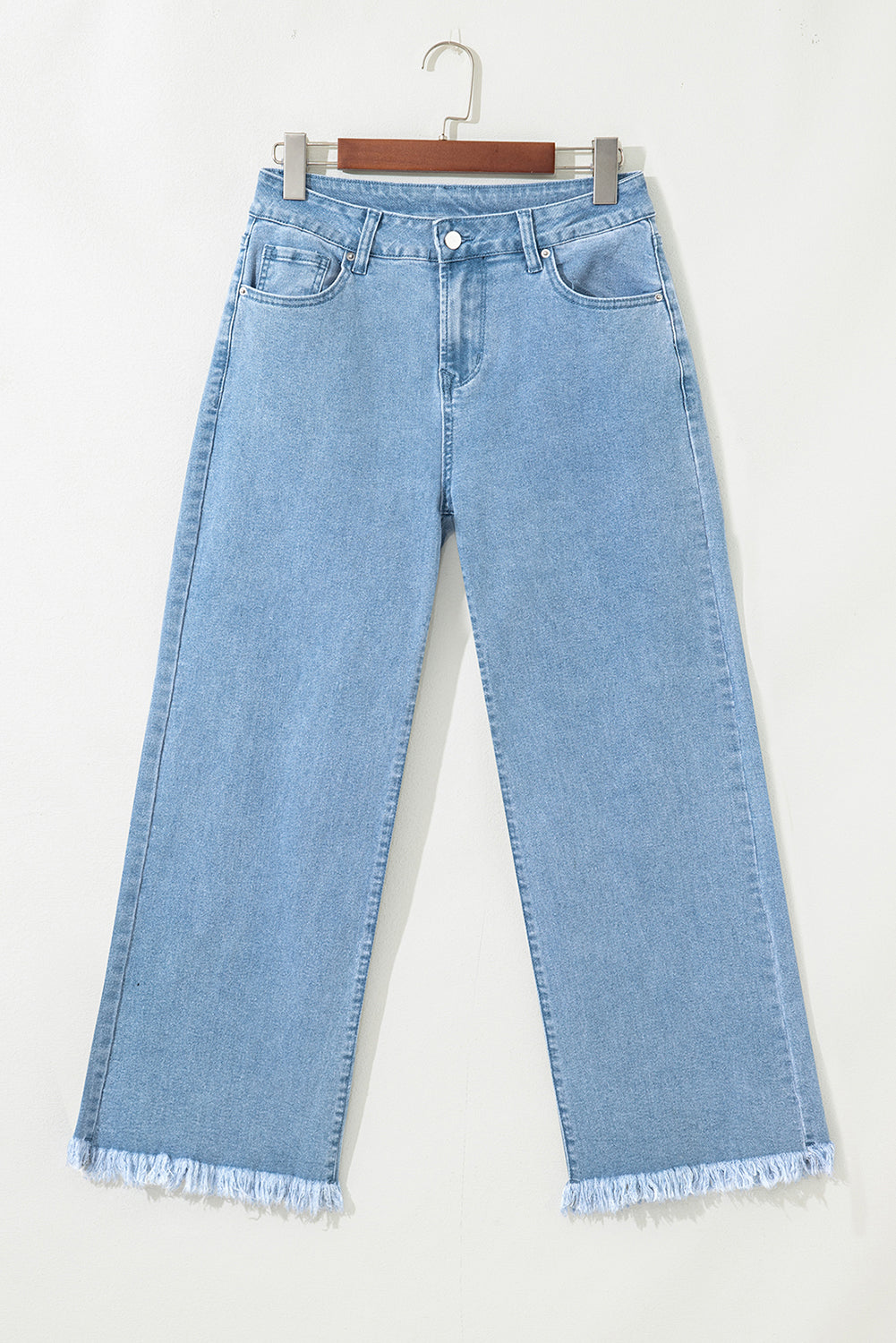 Acid Washed High Rise Cropped Wide Leg Jeans