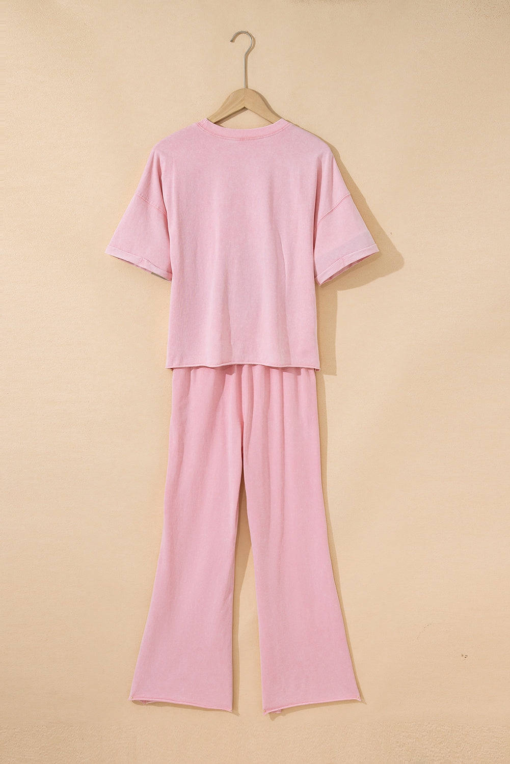 Mint Green Acid Wash Star Patched Rolled Trim Pants Set