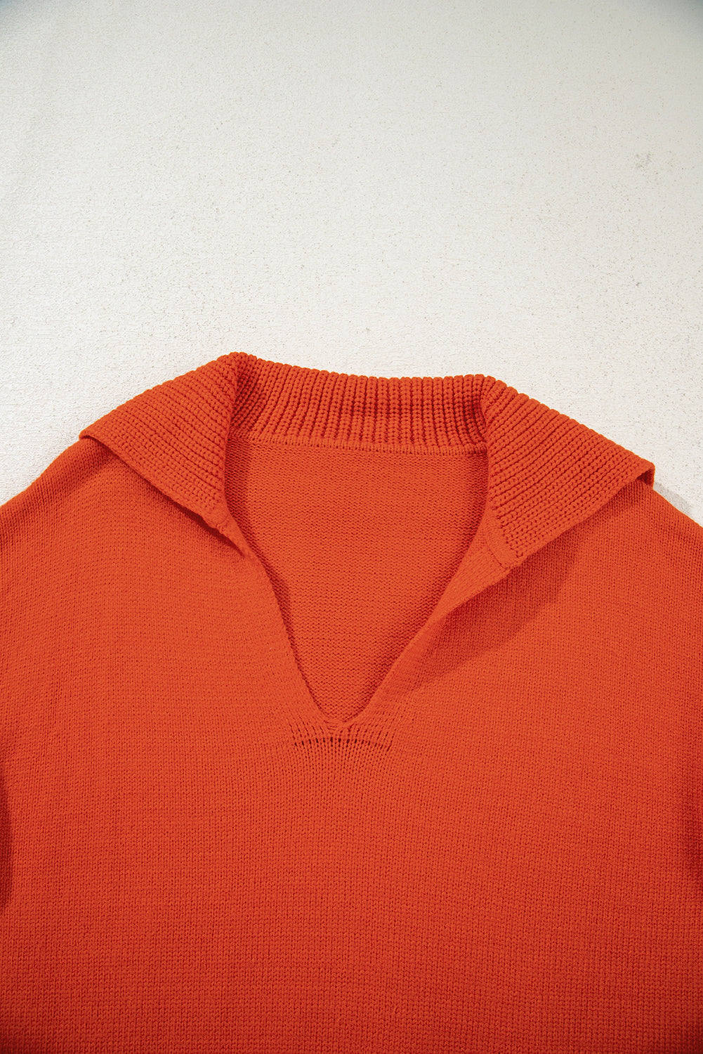 Flamingo Collared V Neck Ribbed Edge Sexy Elegant Sweater